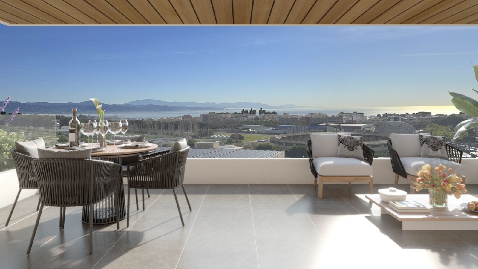 Balcony with city view at Residencial Living Gardens