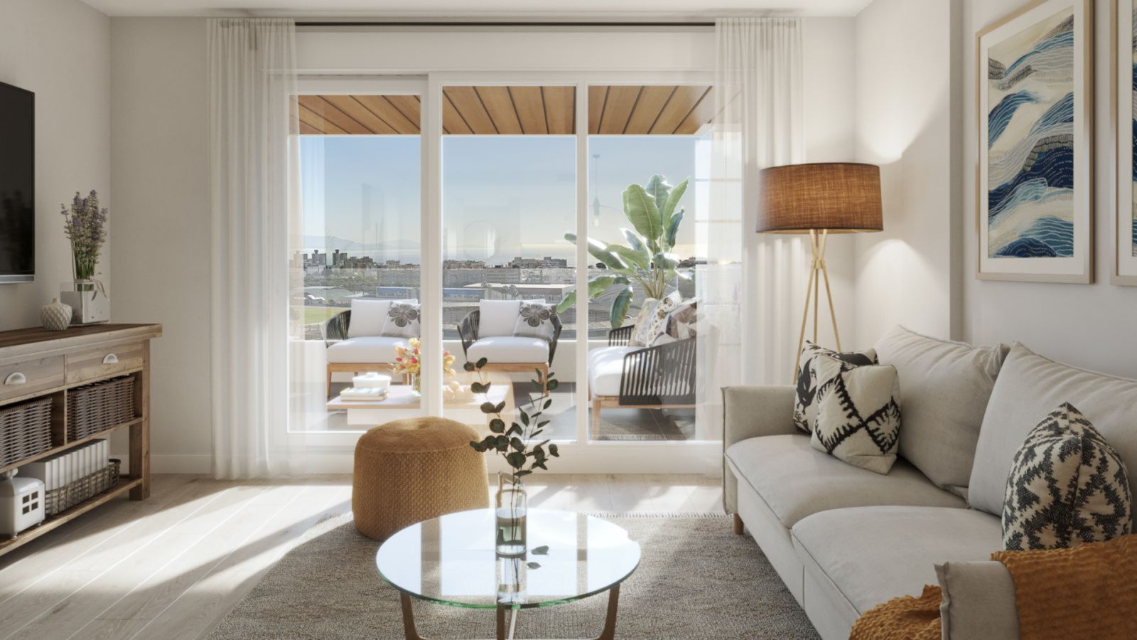 Modern living room with balcony in Residencial Living Gardens